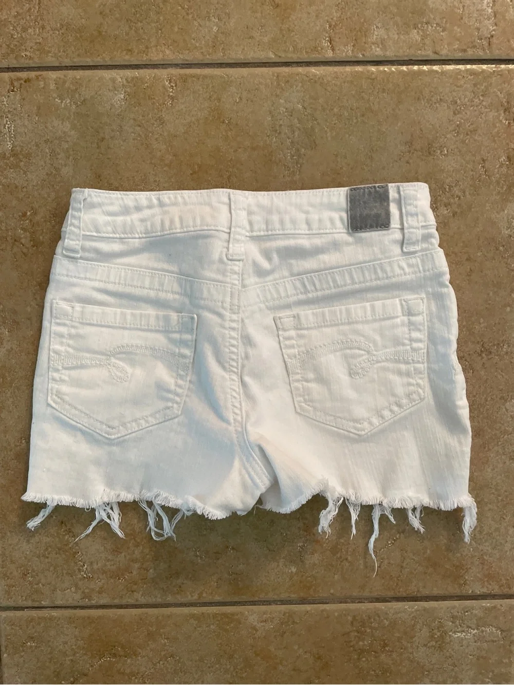 Justice Simply Low White Jean Frayed Shorts Girls Size 10R